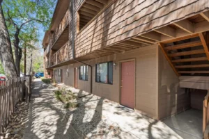 Building exterior at Pepper Park, Boulder, Colorado apartments near campus