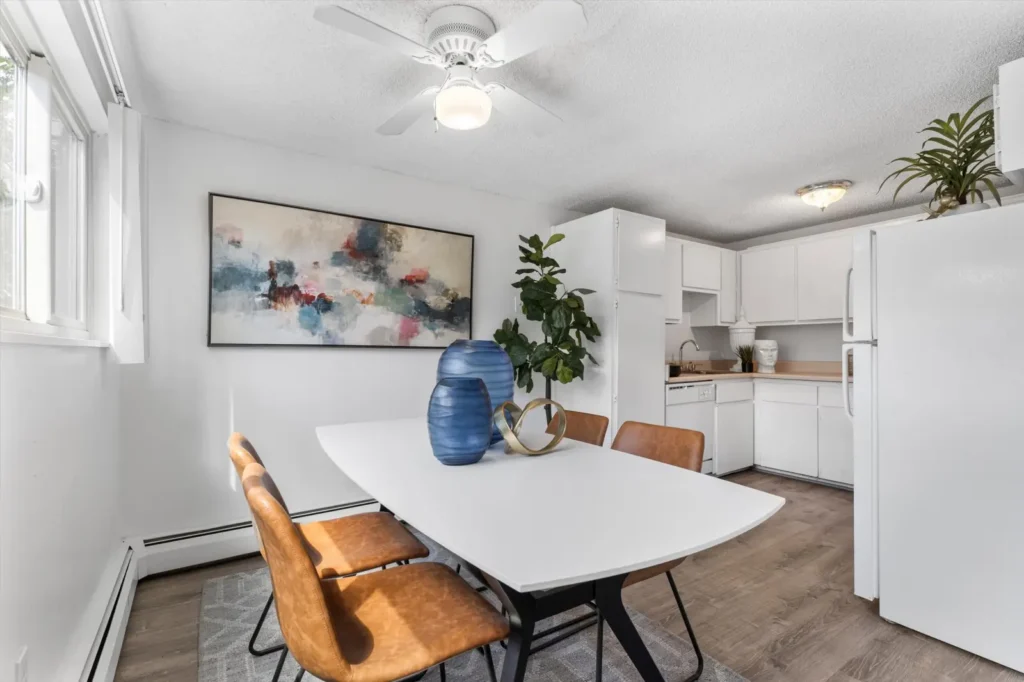 open dining and kitchen layout at Boardwalk Realty Boulder, rental properties Boulder, CO
