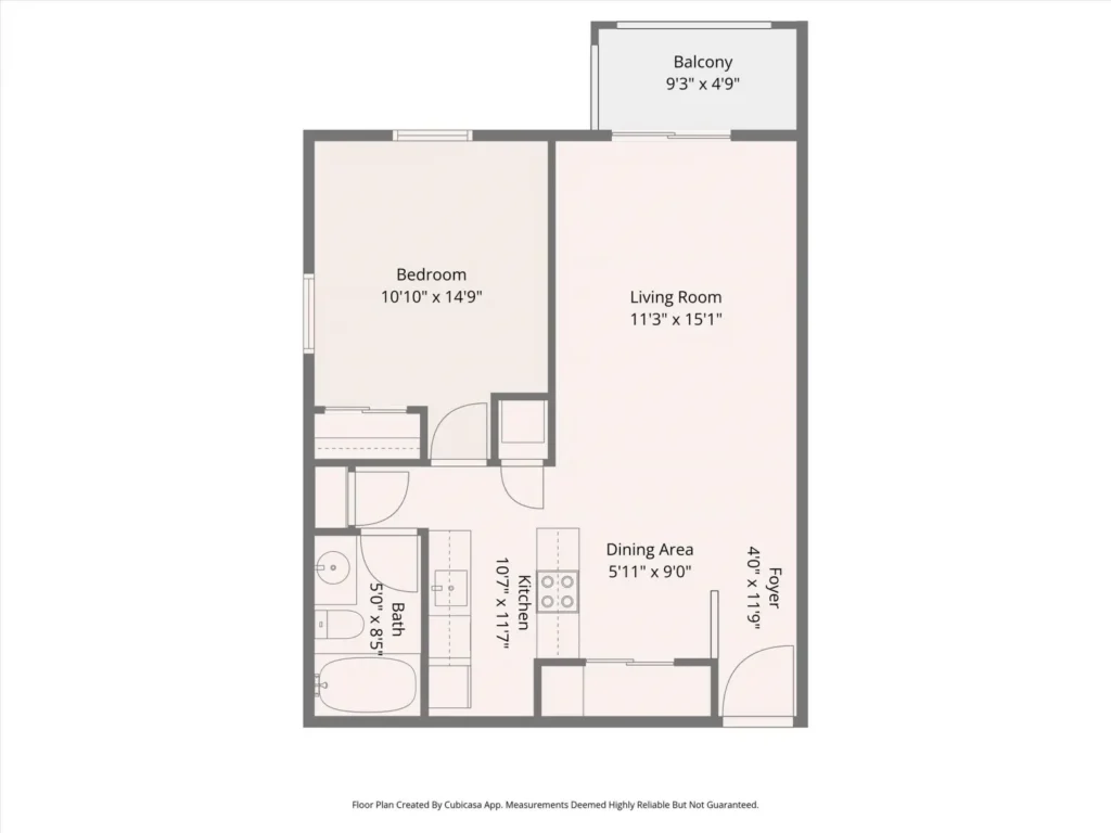 apartment floor plan at Boardwalk Realty Boulder, 1 bedroom apartments Boulder, CO