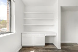 Built-in shelving at Boardwalk Realty Boulder, Boulder apartments
