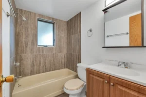 bathroom with tub at Canyon Crest, apartments Boulder, Colorado
