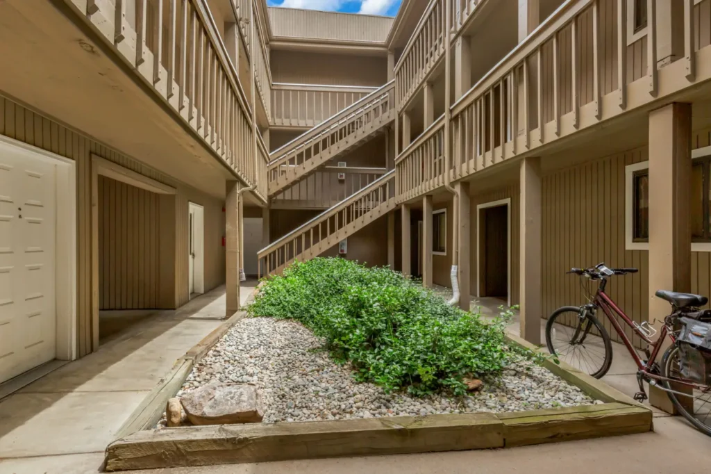 Community courtyard at Spruce Street in Boulder, CO