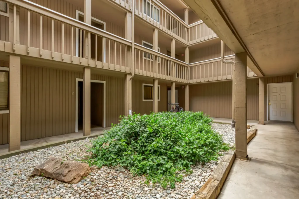 Apartment courtyard at Spruce Street, Boardwalk Realty Boulder, Boulder, Co
