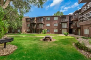 Apartment community exterior at The Cove, rental properties Boulder, CO