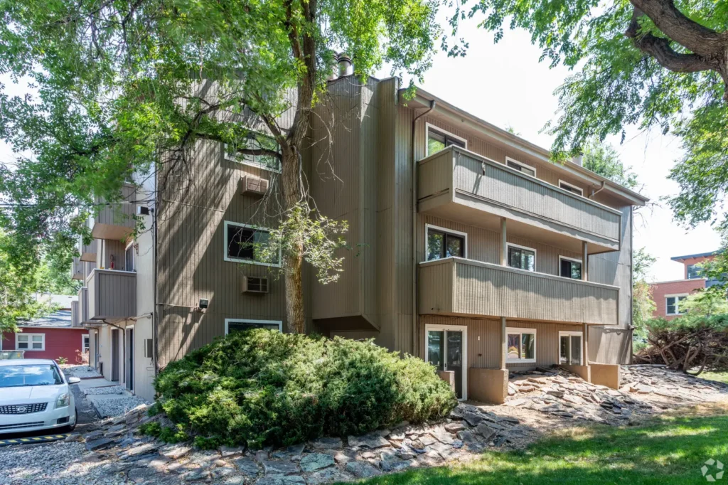 Building exterior at Spruce Street, apartments for rent near University of Colorado Boulder