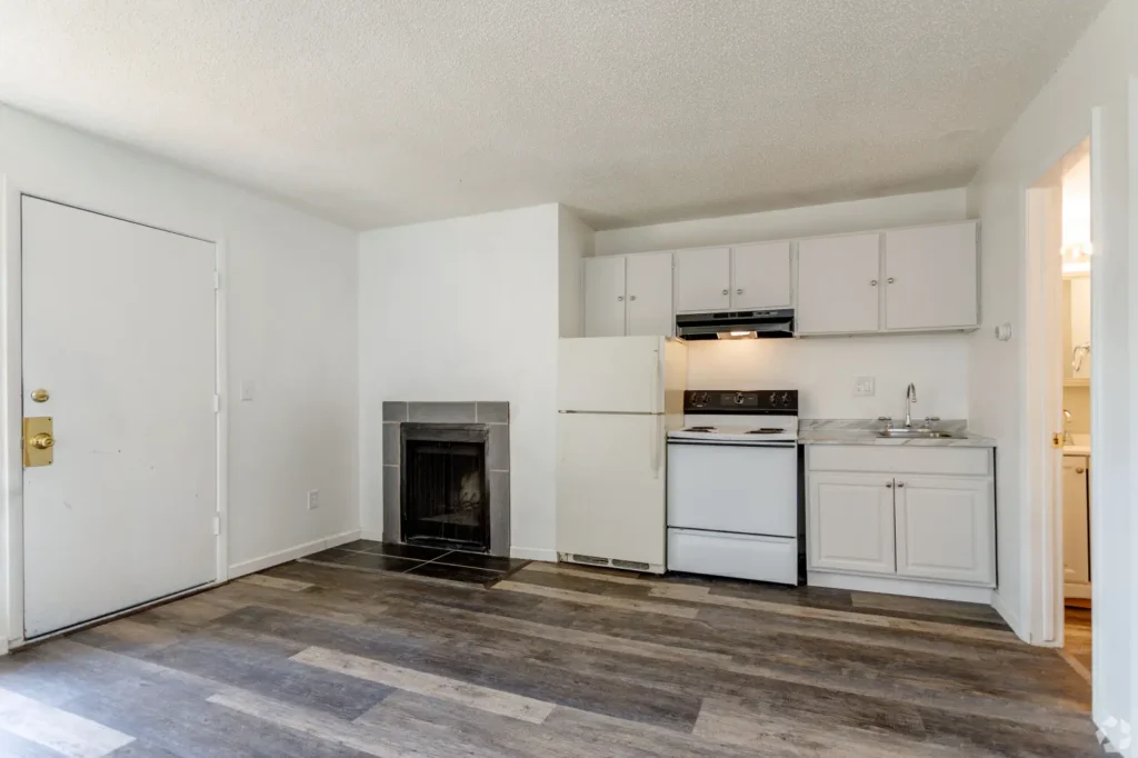 Modern kitchen with appliances at Goss Street, Boulder apartments